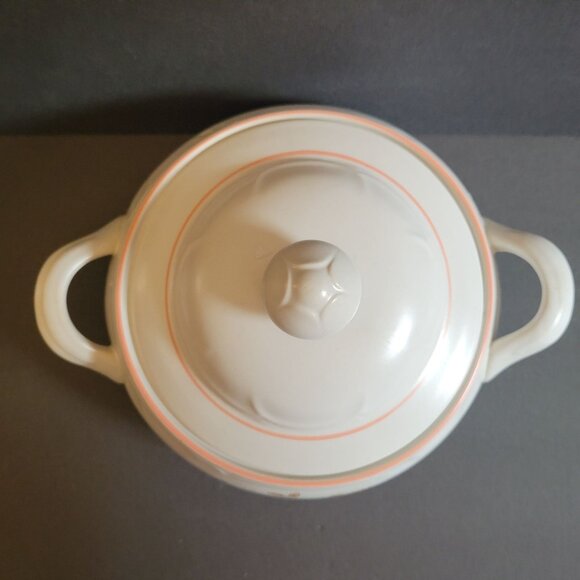 Vintage Country Ware Peachwood Stoneware Floral Soup Tureen With Lid & Handles W - Picture 7 of 11